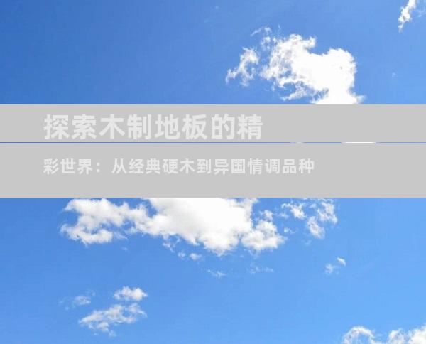 探索木制地板的精彩世界：从经典硬木到异国情调品种